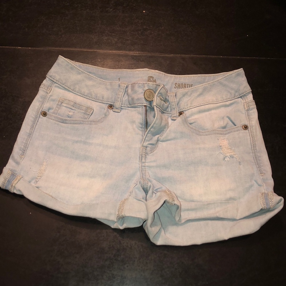 Light washed jean shorts